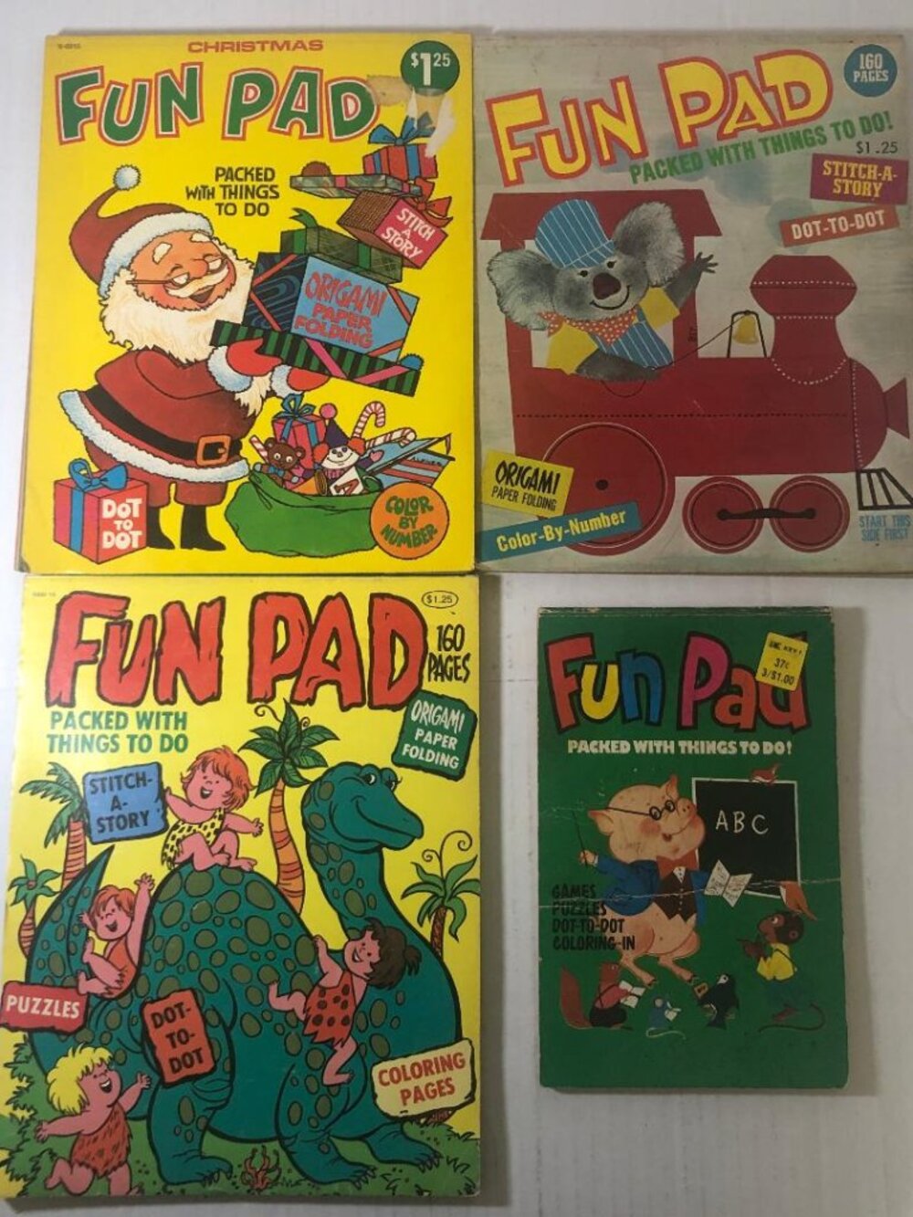 Coloring Books "Fun Pad" Activities for Kids Lot Of 4 Christmas Vintage 70's